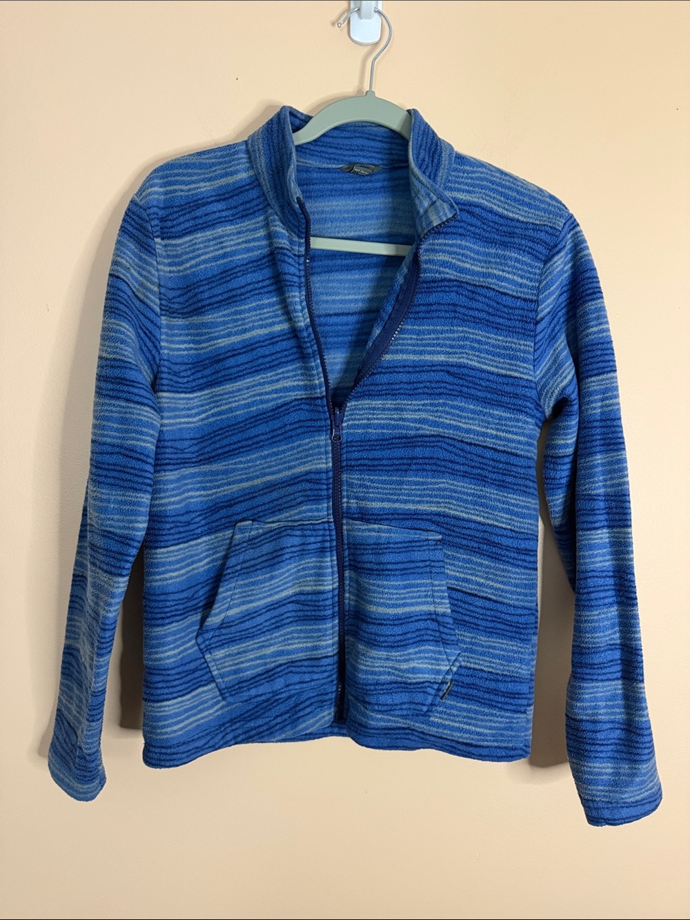 Eddie Bauer Blue Striped Teddy Fleece Zip Jacket